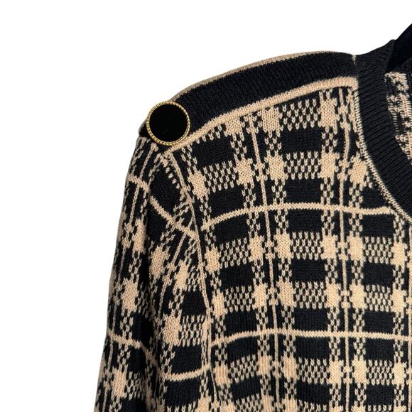 Don Sayres Wellmore Cardigan 10 Wool Blend Vintage Black Gold Buttons - Picture 2 of 12